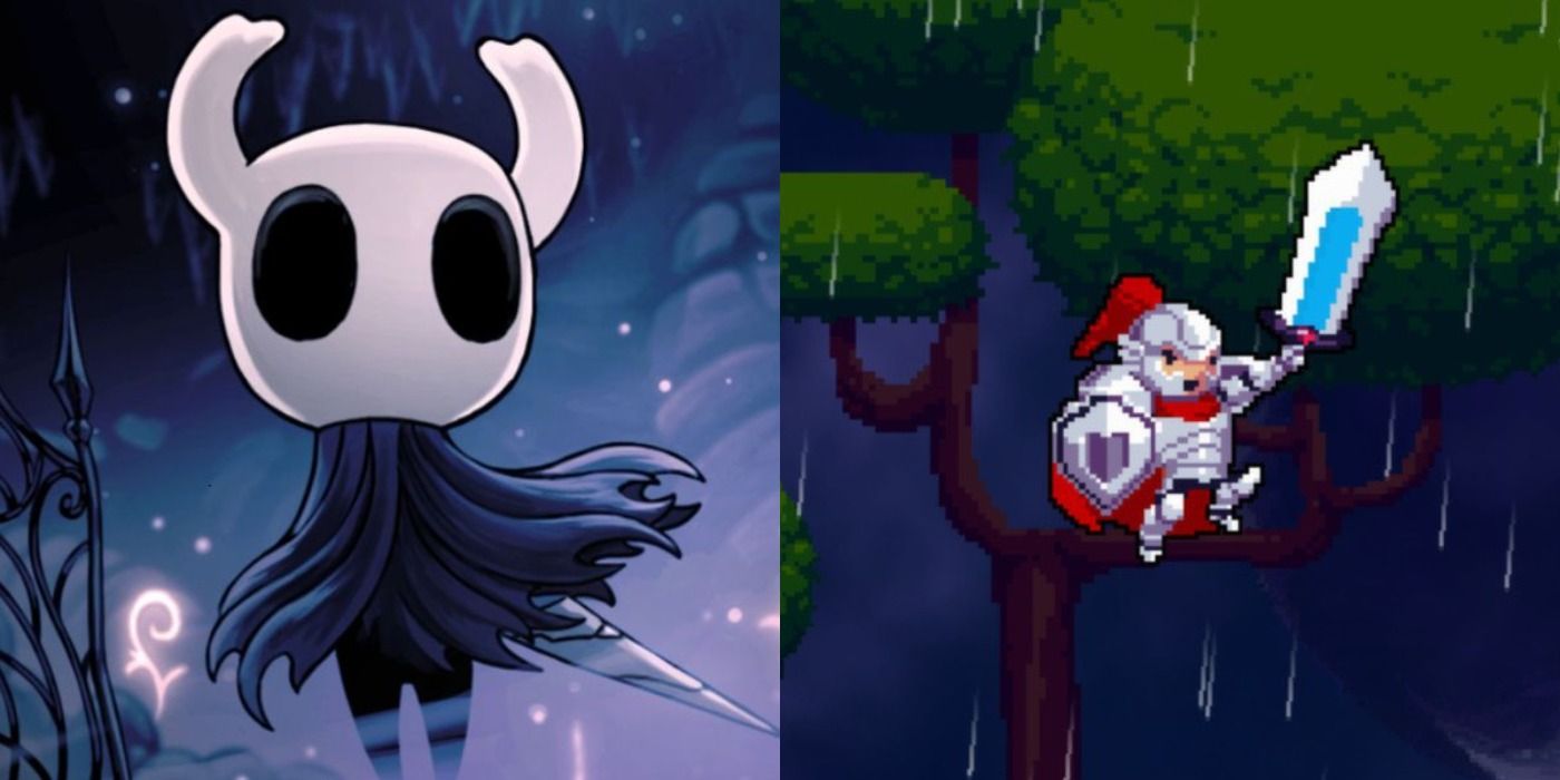 Characters from Hollow Knight and Rogue Legacy.