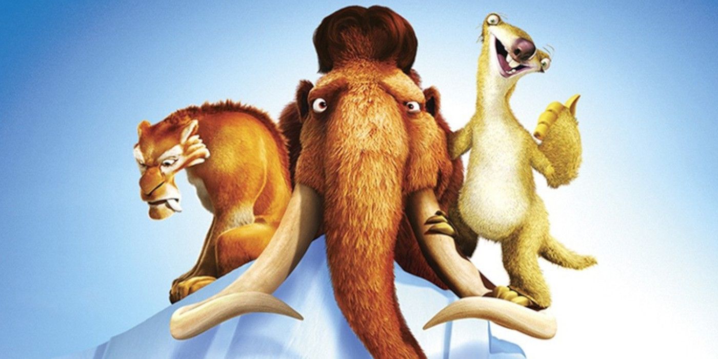 The main characters on a poster for Ice Age: The Meltdown