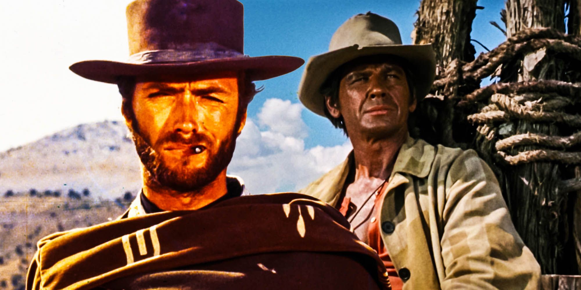 A montage of Charles Bronson and Clint Eastwood.