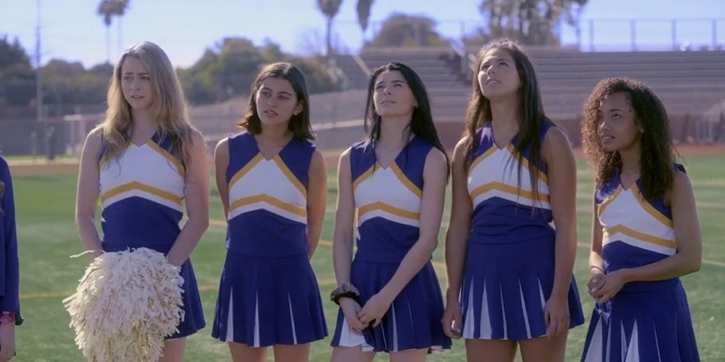 Cheerleaders look up during trial in Dying to be a Cheerleader