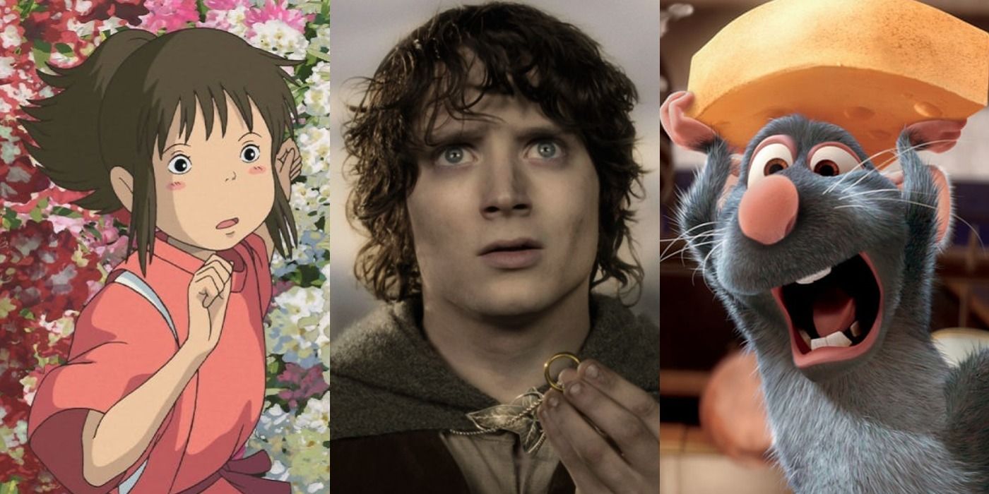 Three image showing Chihiro in Spirited Away, Frodo in The Lord of the Rings, and Remy in Ratatouille.
