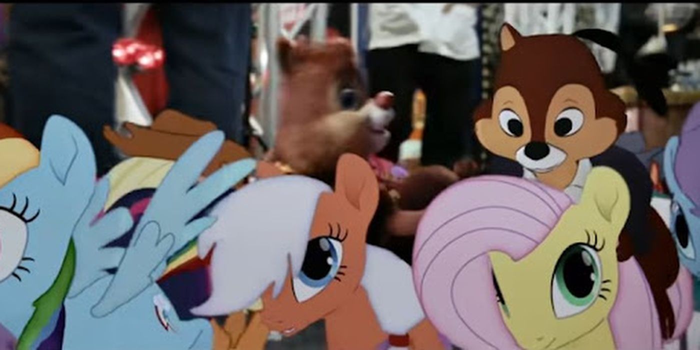 Chip and Dale ride ponies in their new trailer