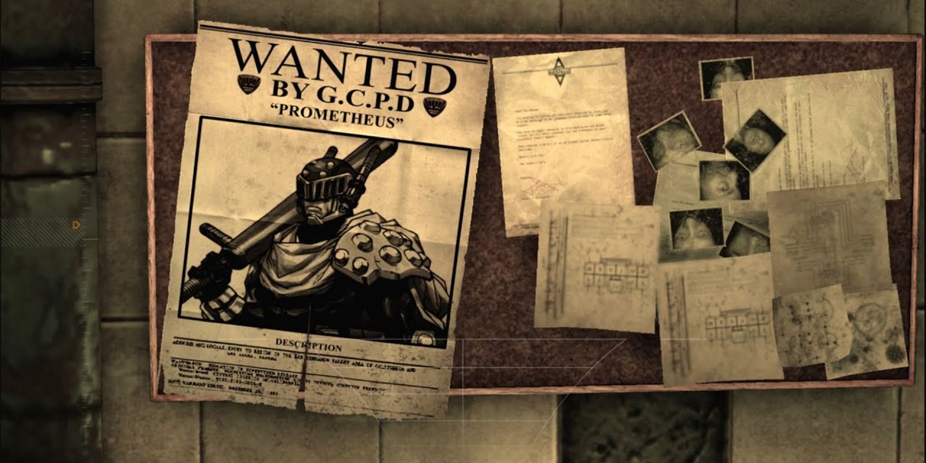 Closeup of Prometheus' wanted poster in Batman Arkham Asylum