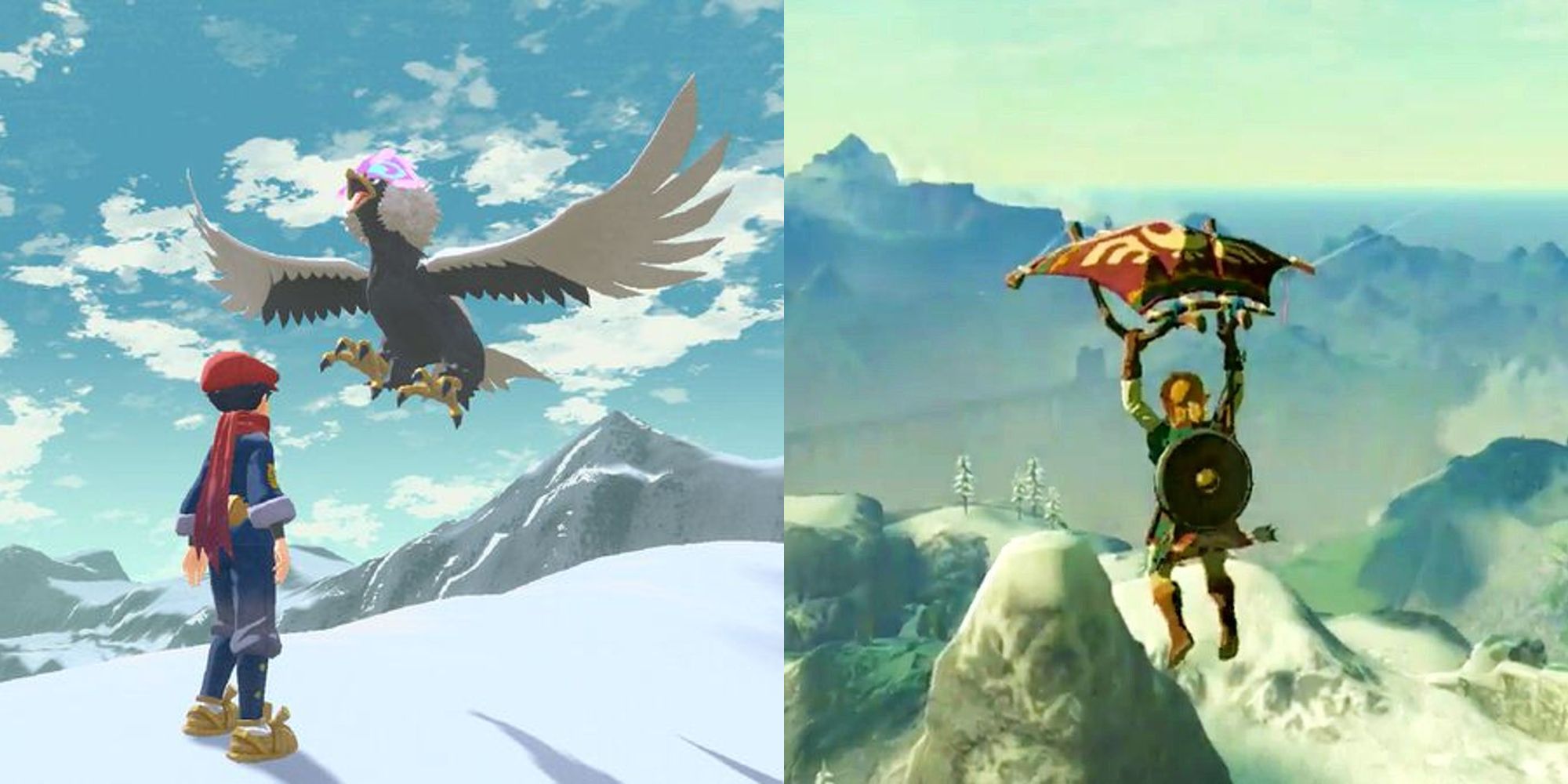 Comparing BOTWs Paraglider To Pokemon Legends Arceus Hisuian Braviary