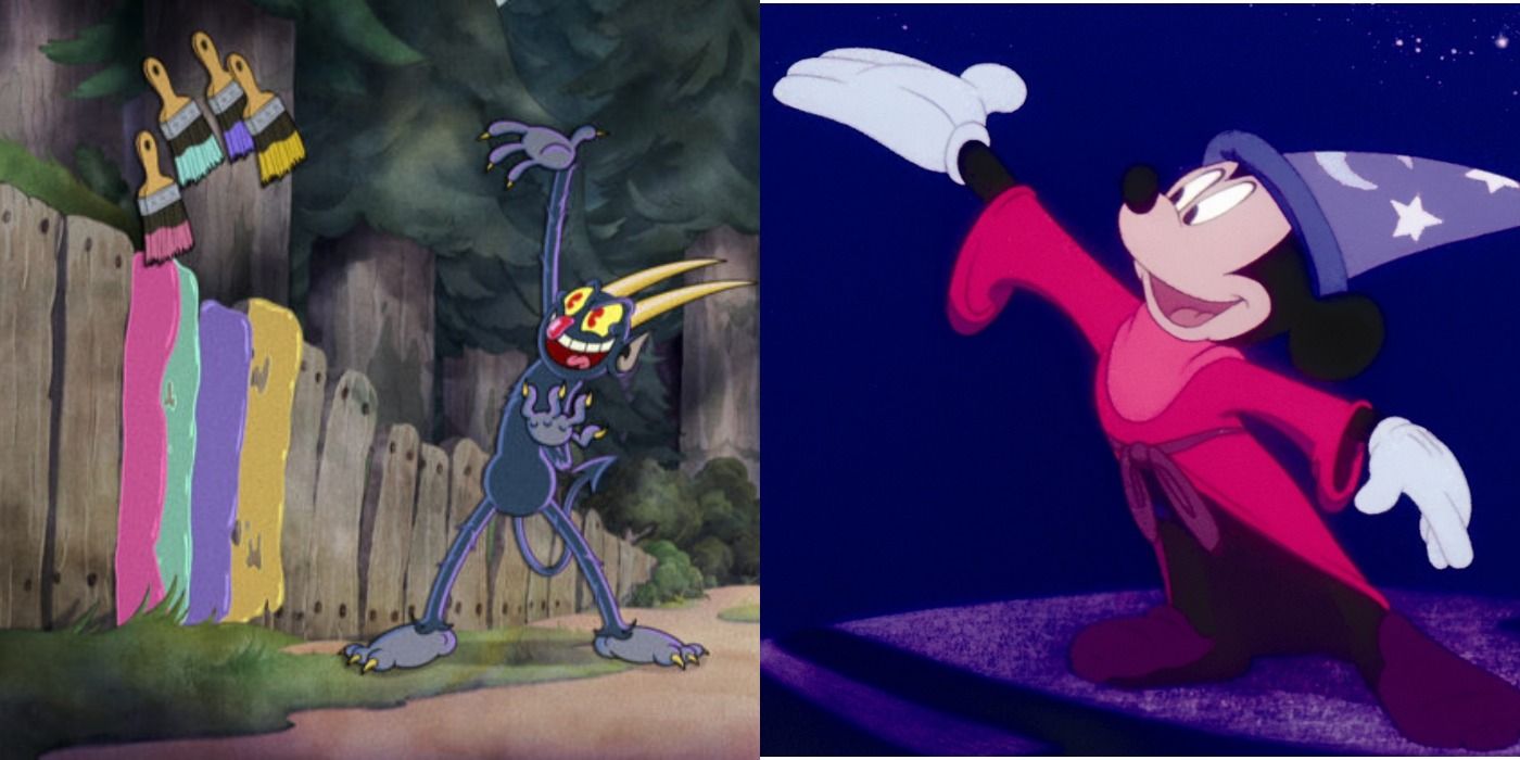 The Devil from the Cuphead Show doing his Mickey Mouse spell