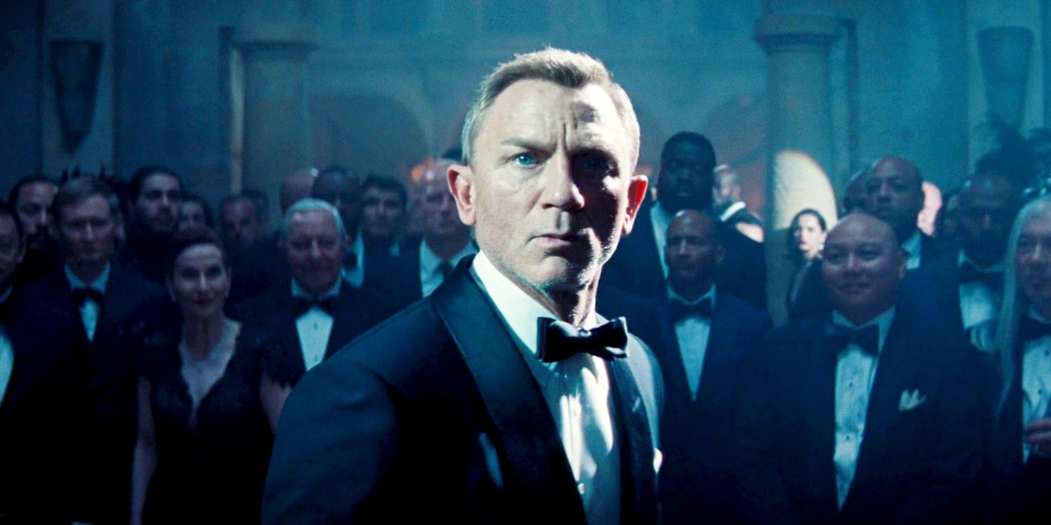 An image of Daniel Craig looking serious in No Time to Die