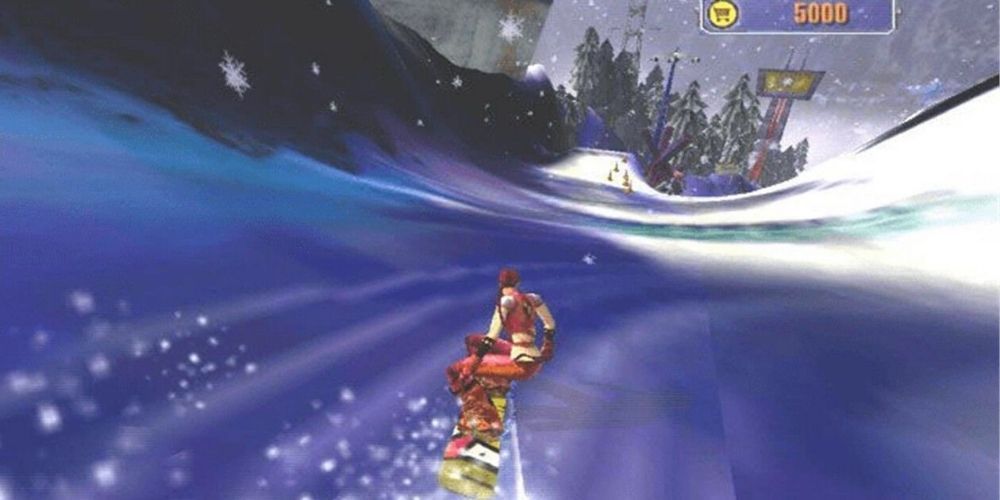 Naya races down the mountain on a snowboard in Dark Summit