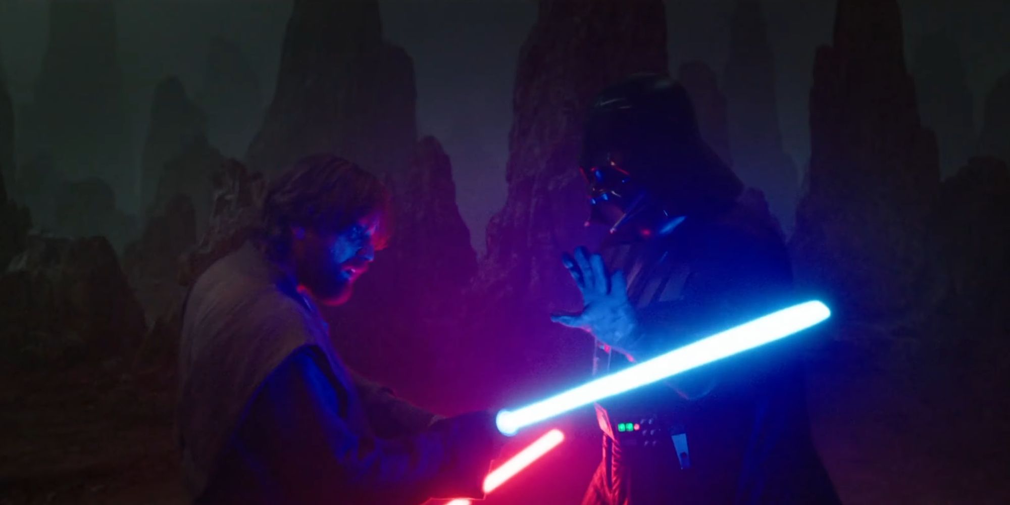 Darth Vader stopping Obi-Wan's lightsaber in Obi-Wan Kenobi