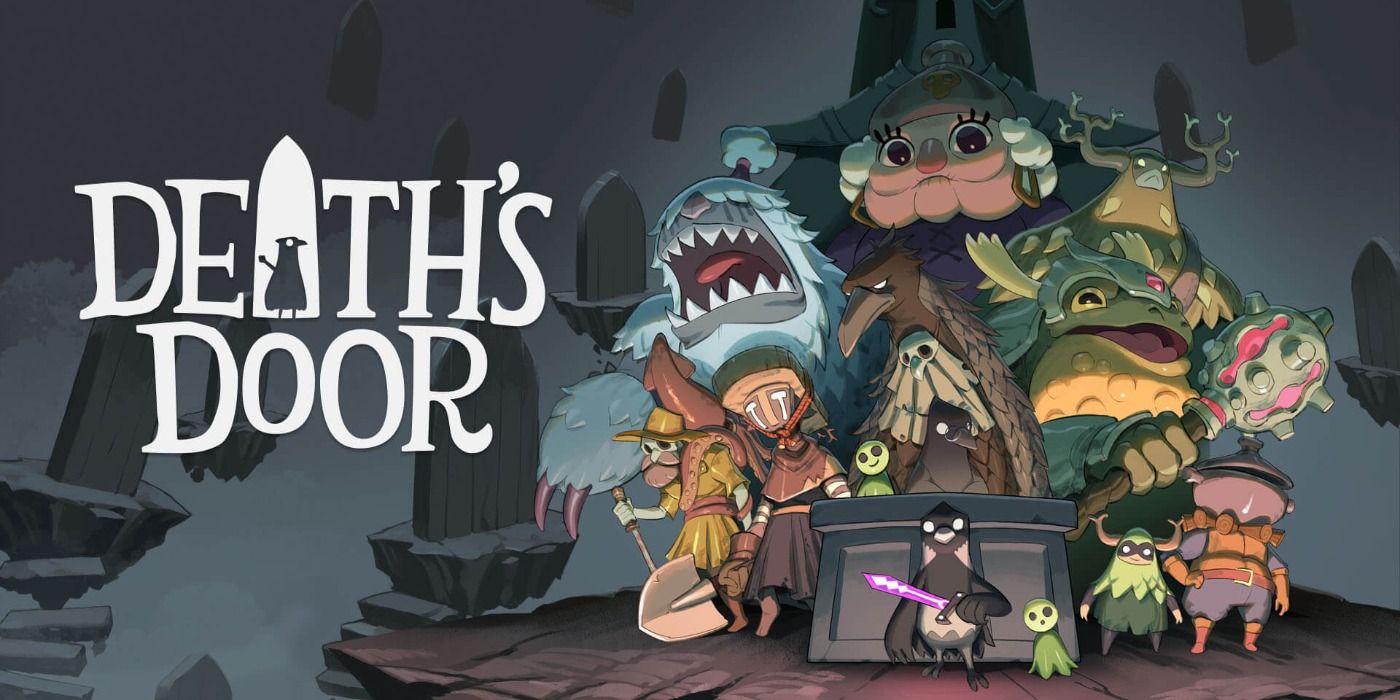 Death's Door promo art featuring reaper crow and the colorful cast of anthropomorphic characters.