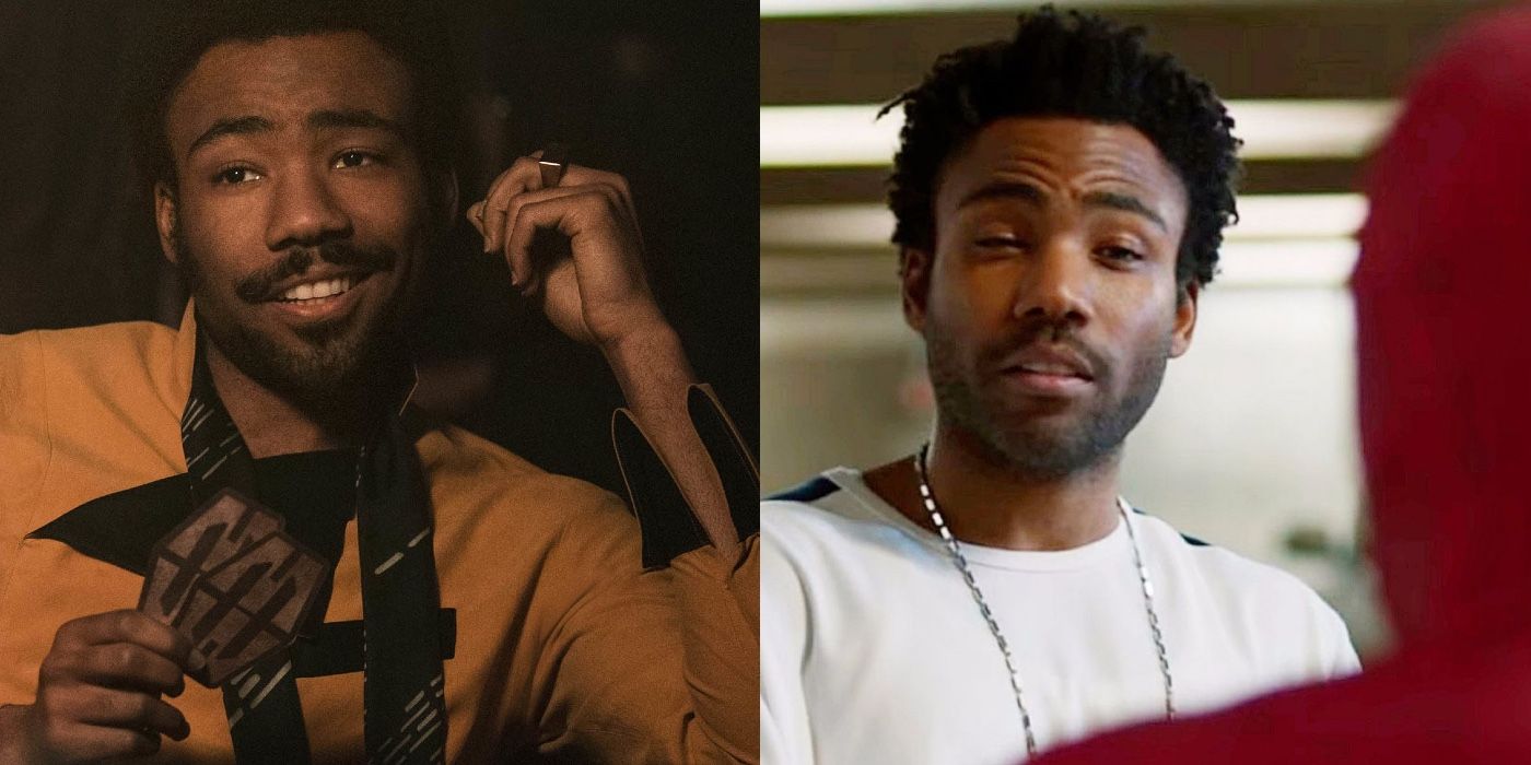 Side by side of Donald Glover as Lando Calrissian and Aaron Davis