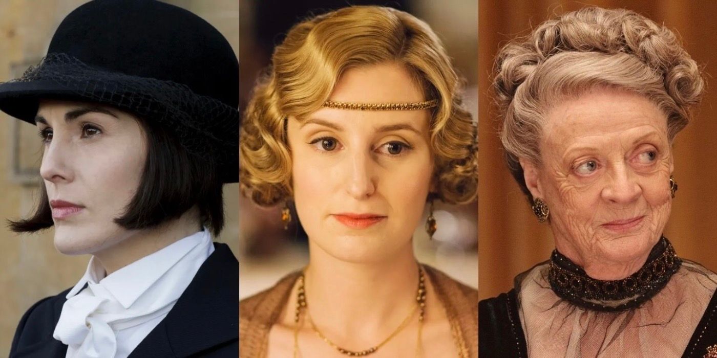 Mary, Edith and Violet in a split image from Downton Abbey