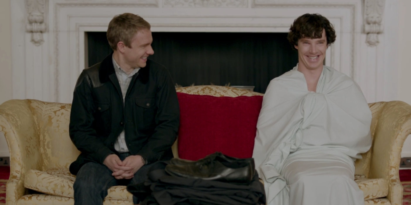 Dr Watson Laughing With Sherlock In Buckingham Palace in Sherlock
