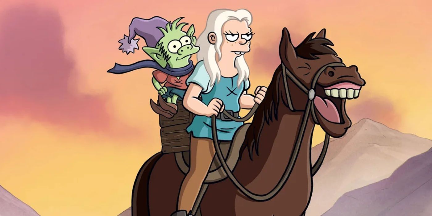 Elfo and Bean on the Laughing Horse in Disenchantment