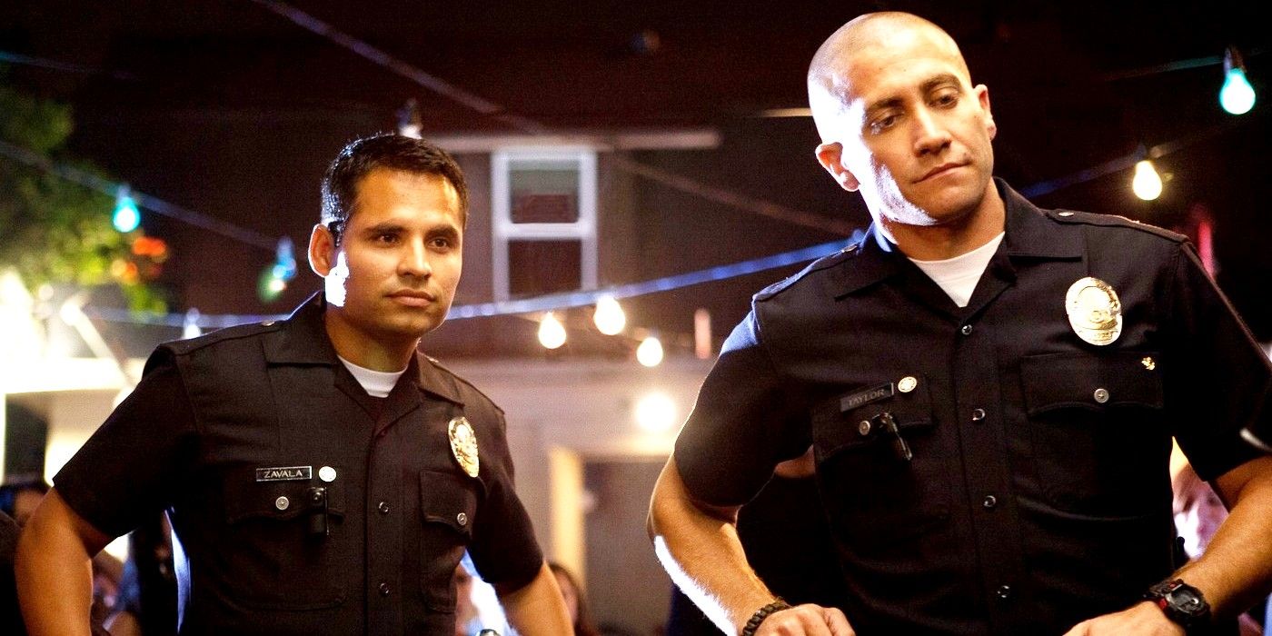 Brian and Mike in their police uniforms in End of Watch