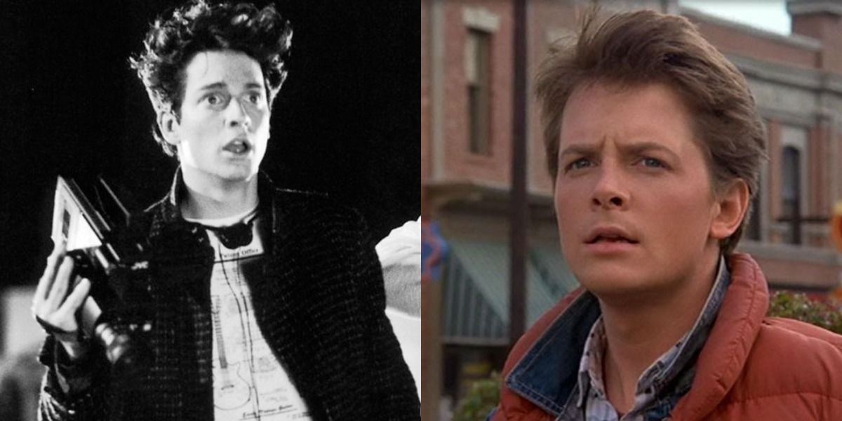 Eric Stoltz as Marty McFly and Michael J. Fox as Marty McFly.