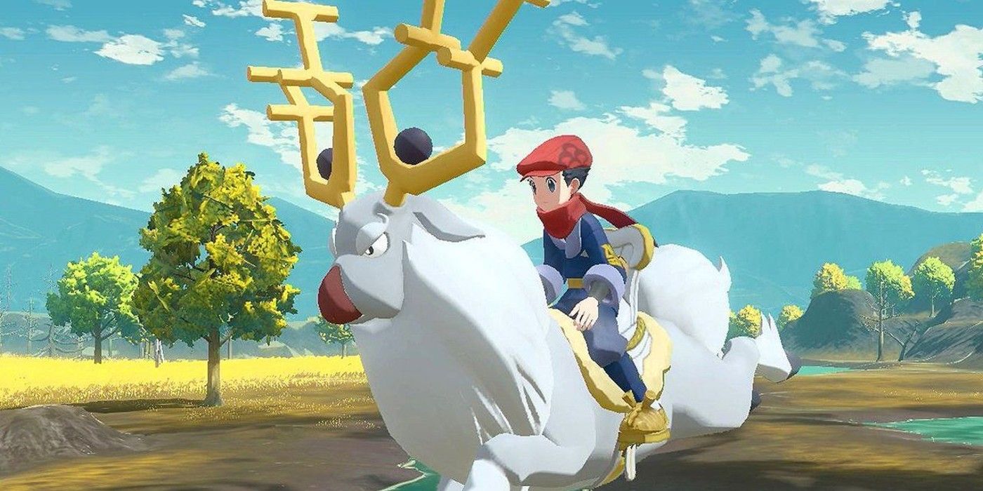 Rei riding Wyrdeer in Legends Arceus