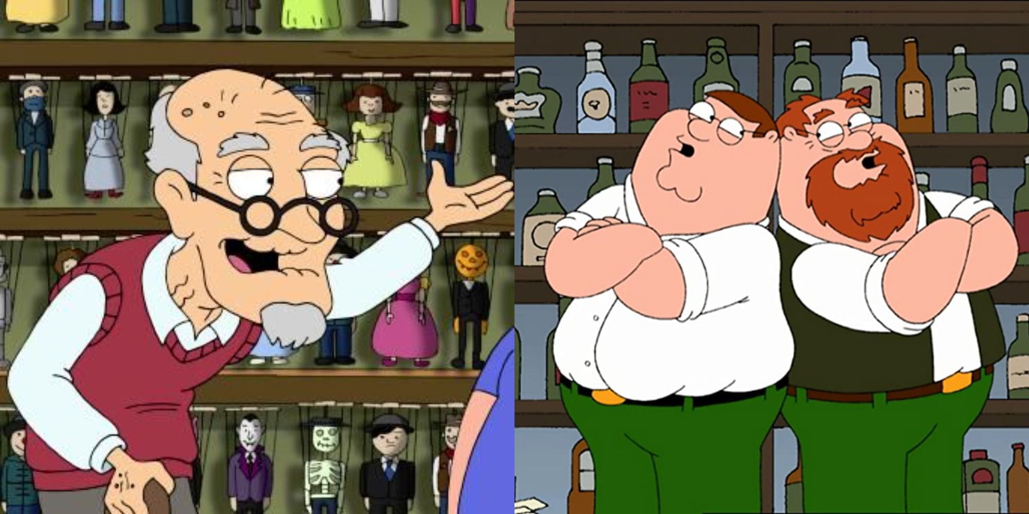 Split image showing Franz and Mickey in Family Guy