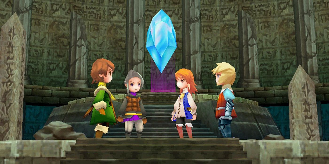 A party of four in Final Fantasy III