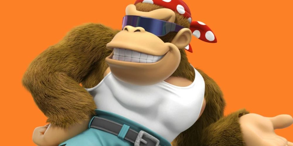 Funky wears shades and a bandanna in Donkey Kong Country 