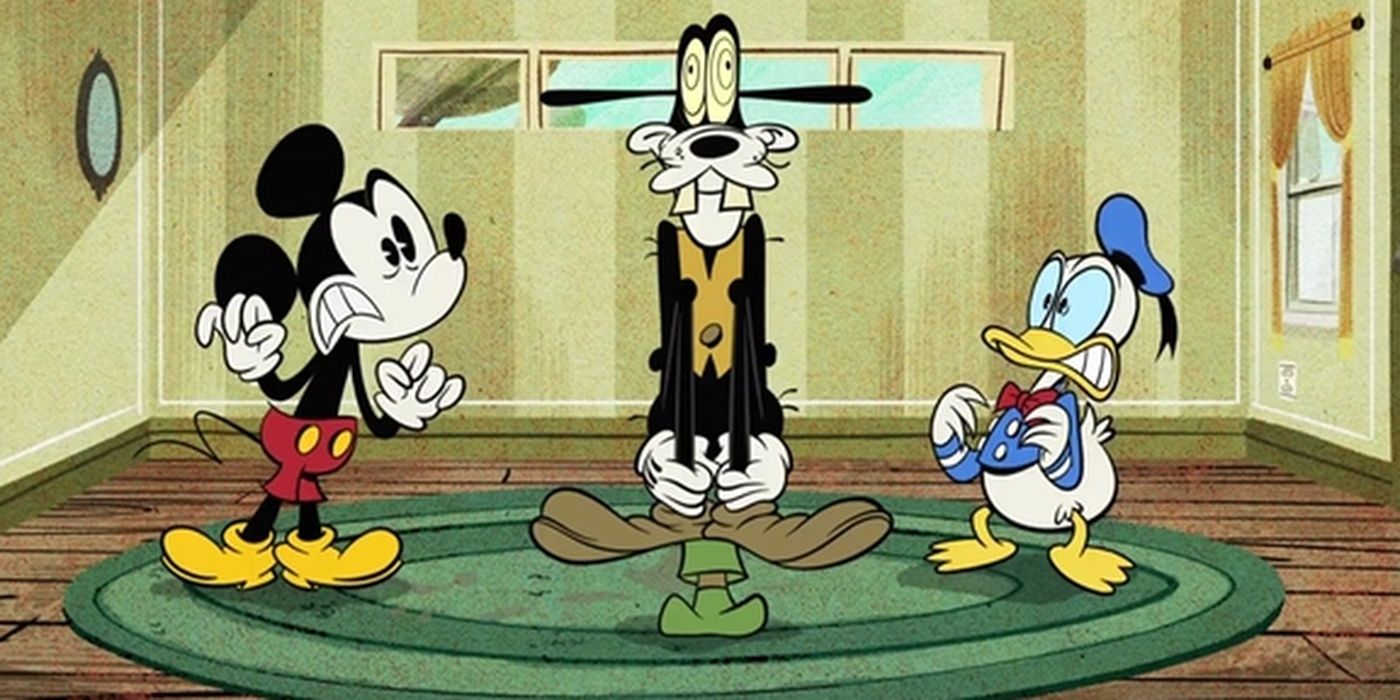 Goofy gets turned into a pogo stick in Gone To Pieces