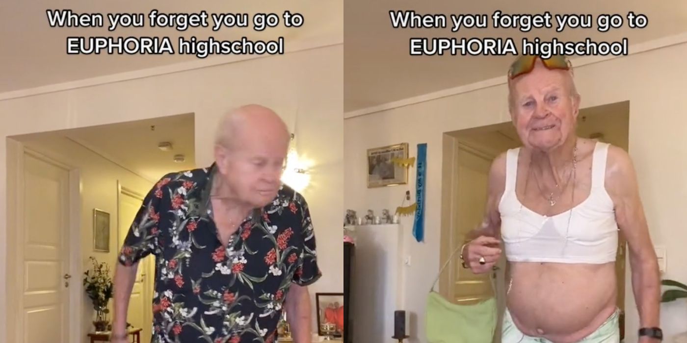 Grandpabeppa with a Euphoria-themed TikTok