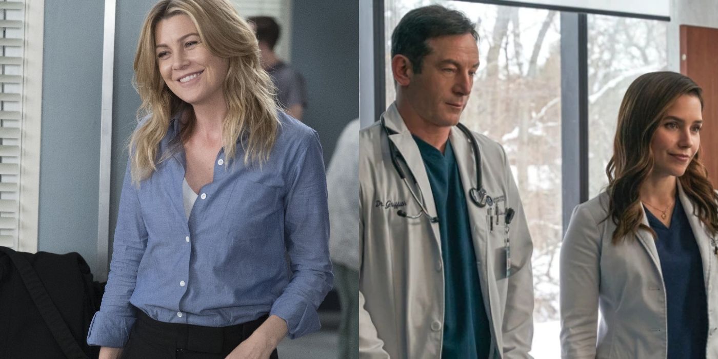 Split image of Meredith smiling on Grey&rsquo;s Anatomy and Rob and Sam on Good Sam