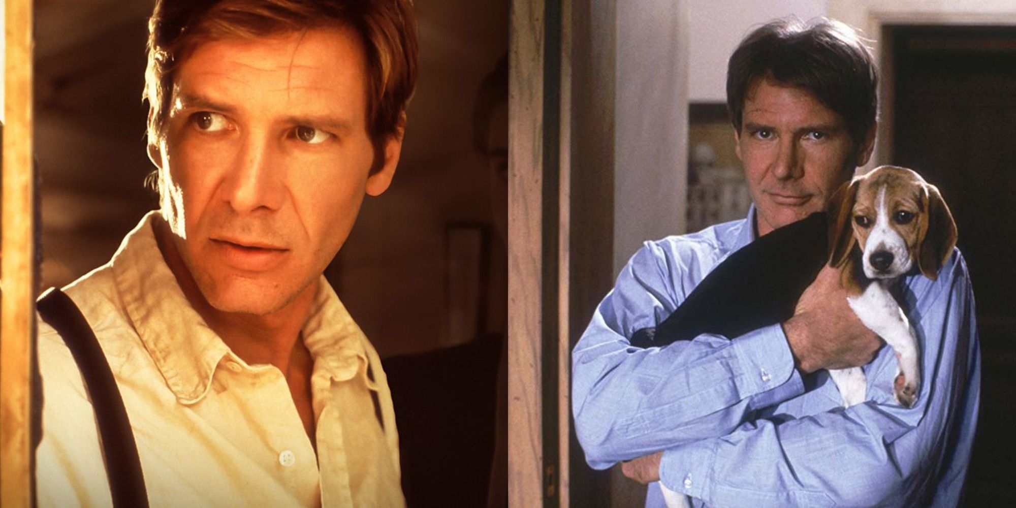 Split image showing Harrison Ford in Witness and Regarding Henry