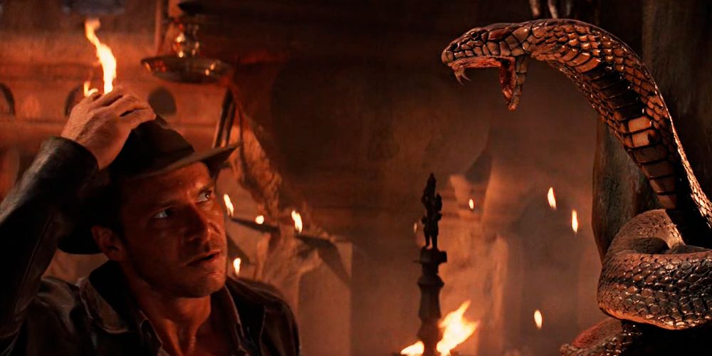 Harrison Ford s Indiana Jones and the Snake Statue in Temple of Doom
