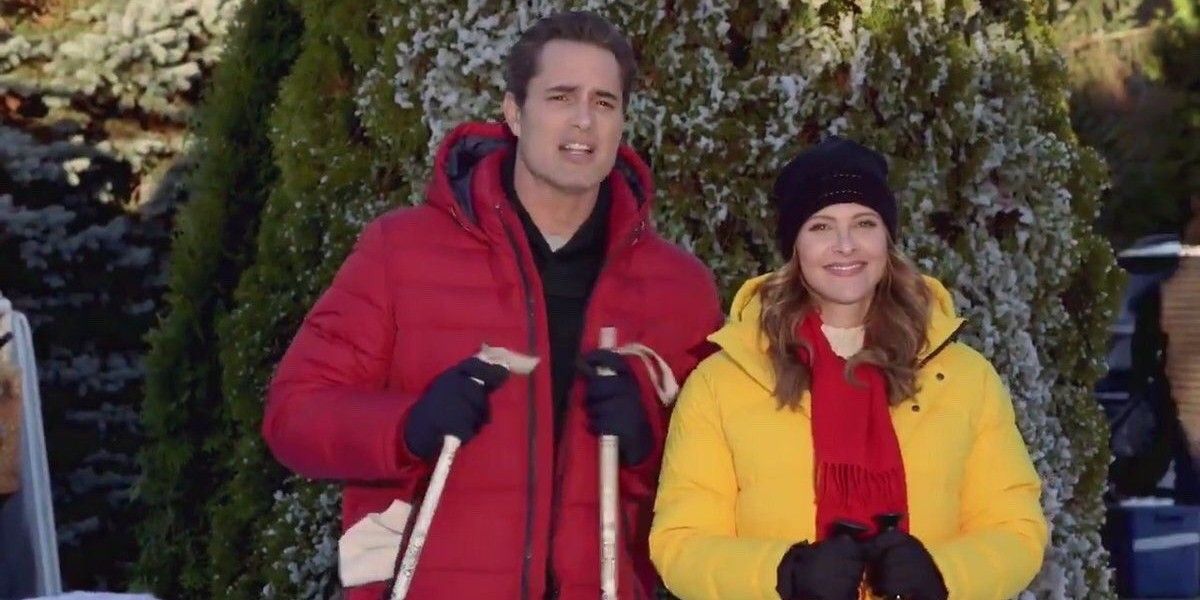 The couple on the slopes in Hearts Of Winter