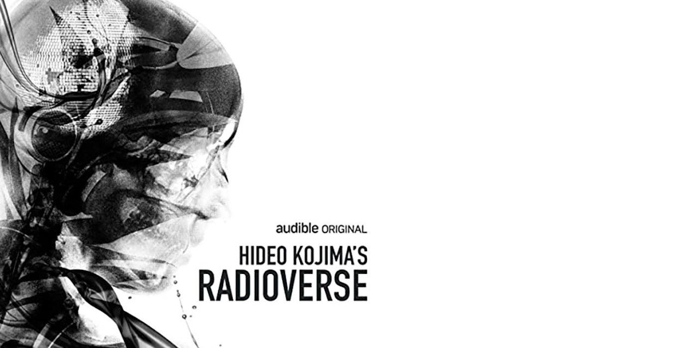 The logo for Hideo Kojima's Radioverse features an x-ray of a person wearing headphones
