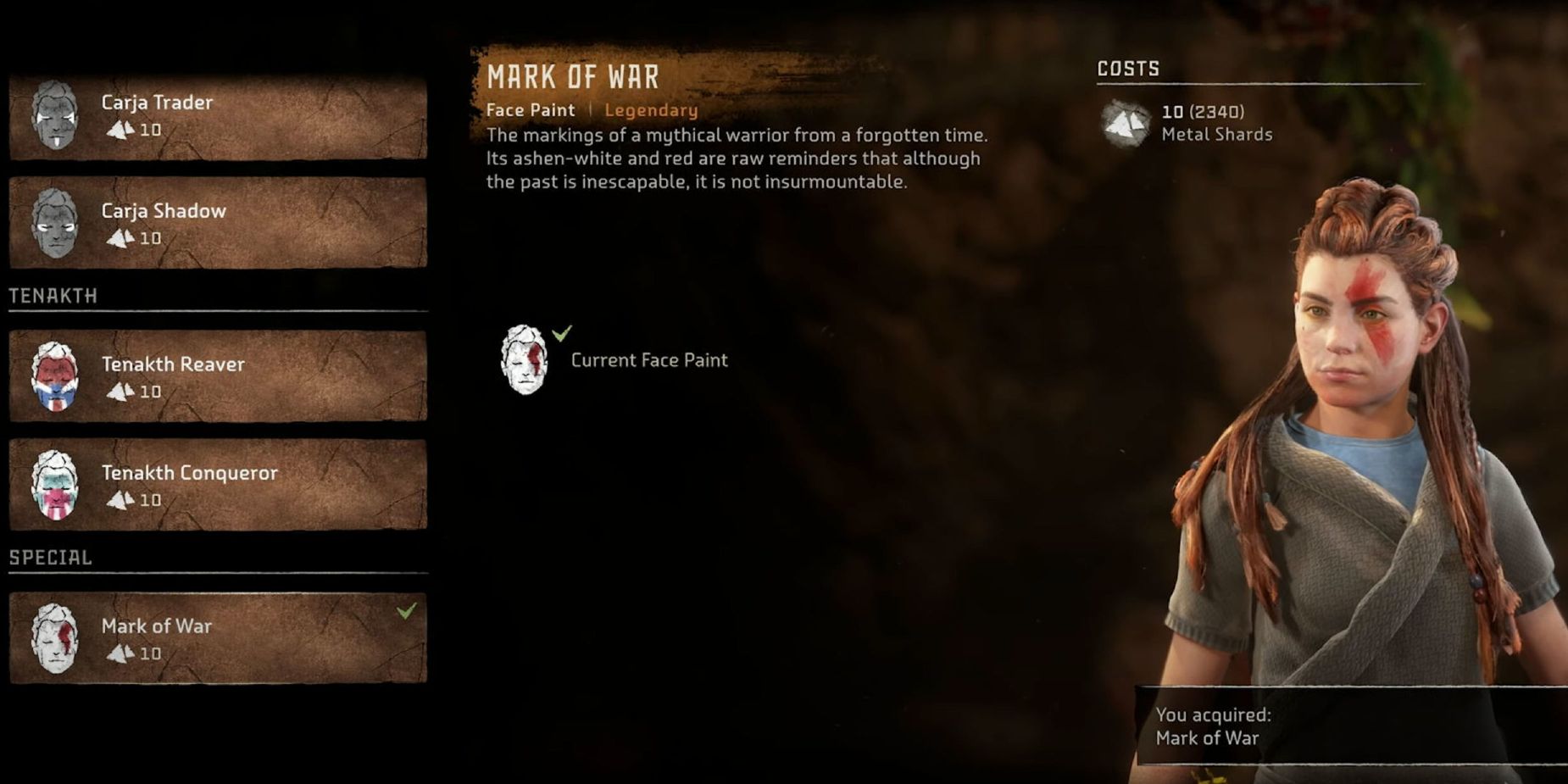 Horizon Forbidden West Mark of War