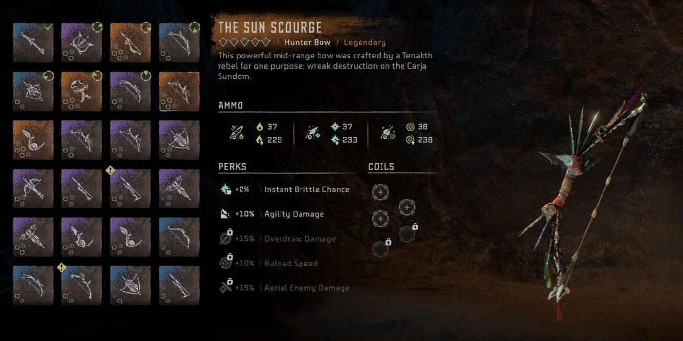 Horizon Forbidden West Where to Get Legendary Weapons &amp; What They Do The Sun Scourge
