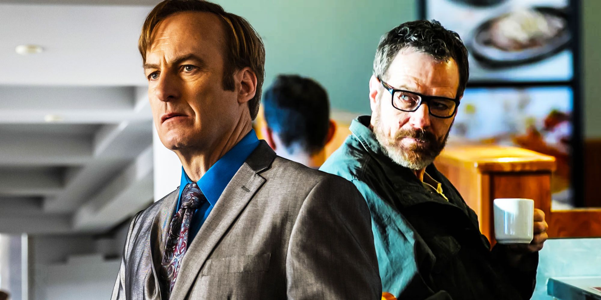 A collage of Walter White and Saul Goodman