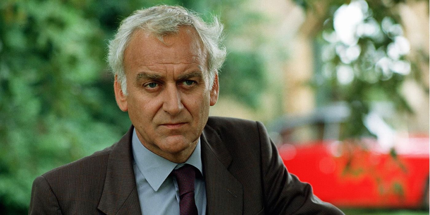 Inspector Morse looking serious and slightly off camera.