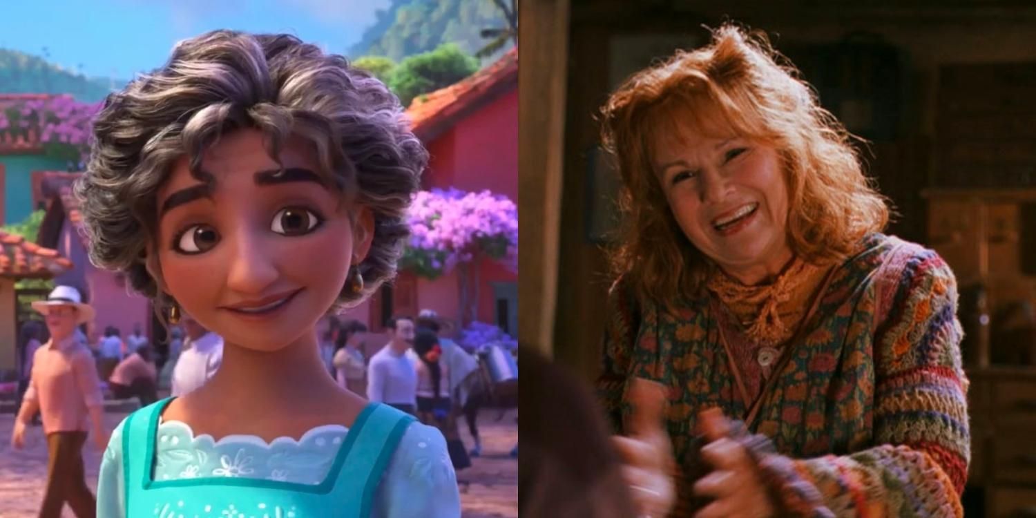 Julieta smiling in Encanto and Mrs Weasley smiling in Harry Potter