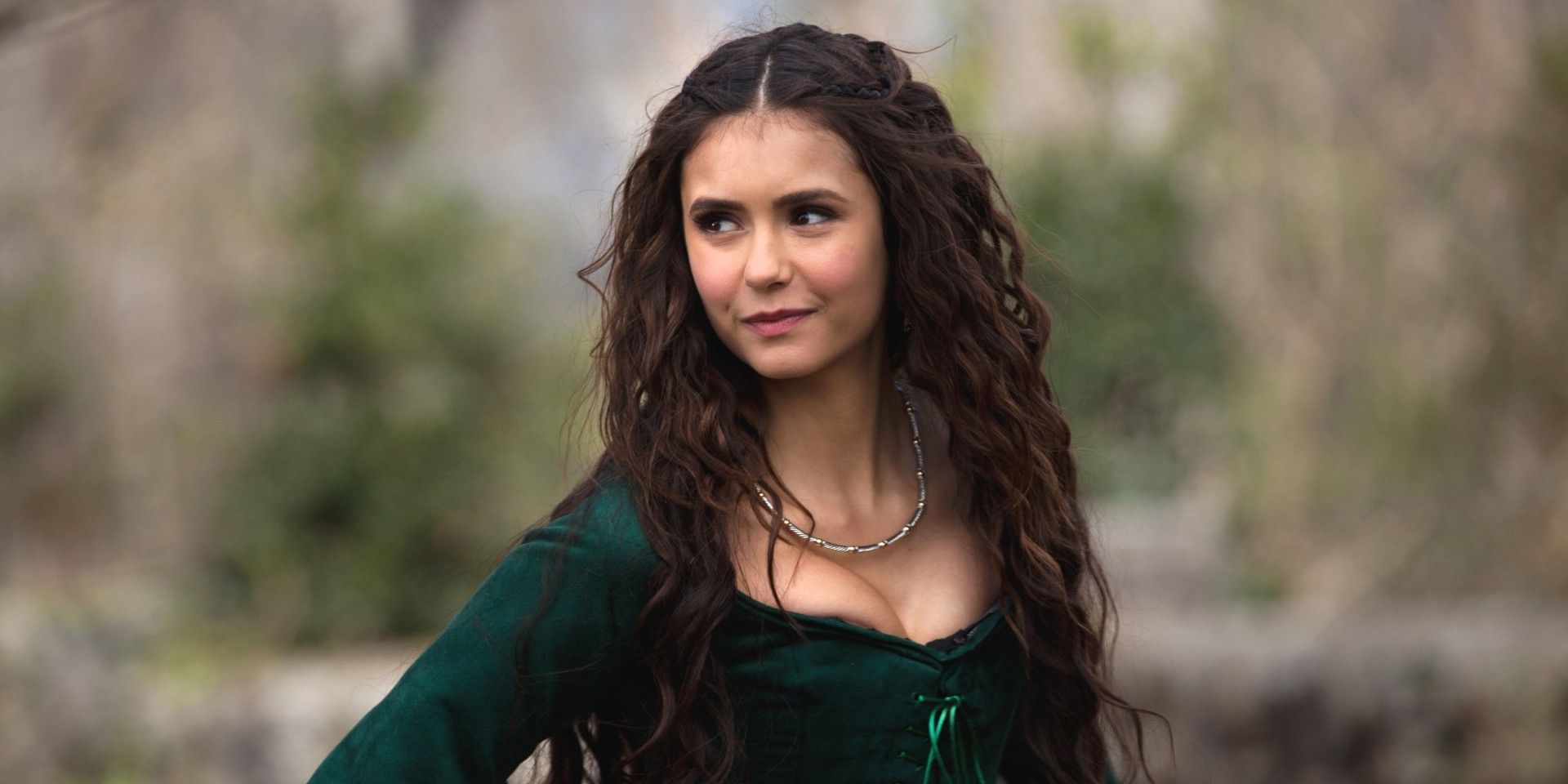 Katherine Pierce, looking to the left in The Vampire Diaries.