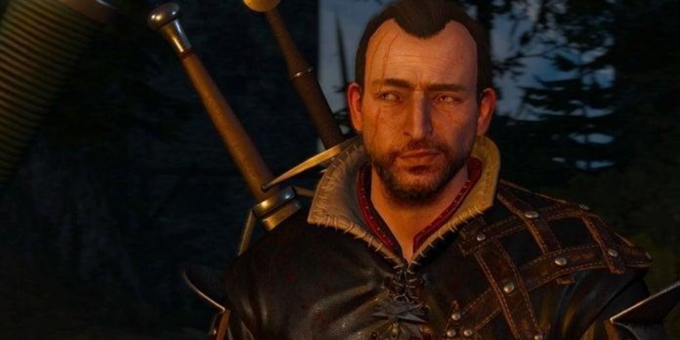 Lambert looking condescendingly at Geralt in The Witcher 3