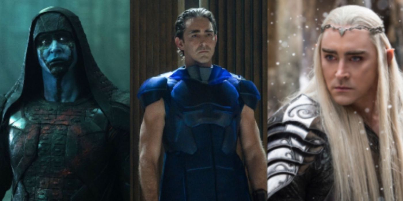 Side by side of Lee Pace in Guardians of the Galaxy, Foundation, and The Hobbit