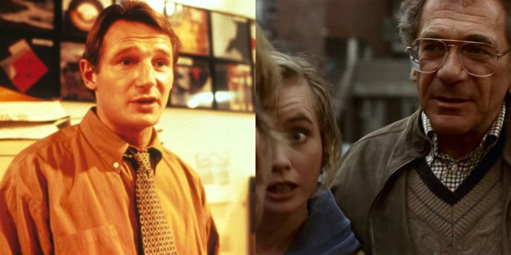 Split image of Liam Neeson in Husband and Wives