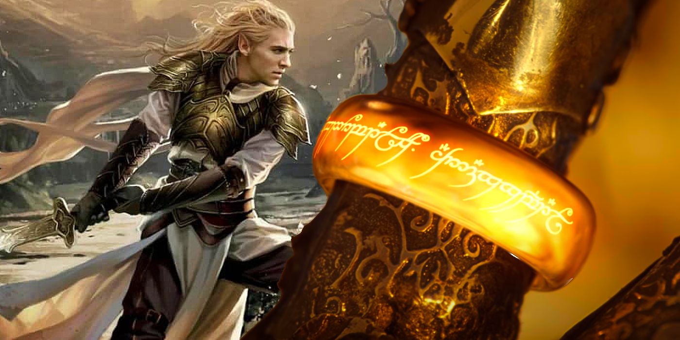 LOTR Glorfindel luchando con una espada junto al anillo de poder