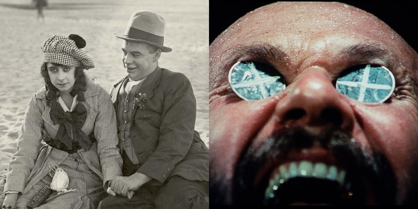 Split image showing scenes from Wake In Fright and The Sentimental Bloke