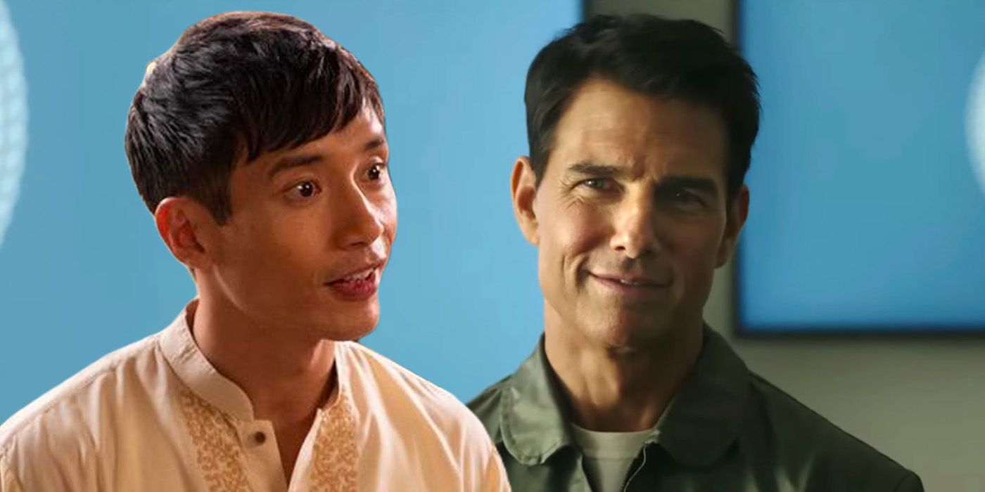 Manny Jacinto in The Good Place beside Tom Cruise in Top Gun Maverick