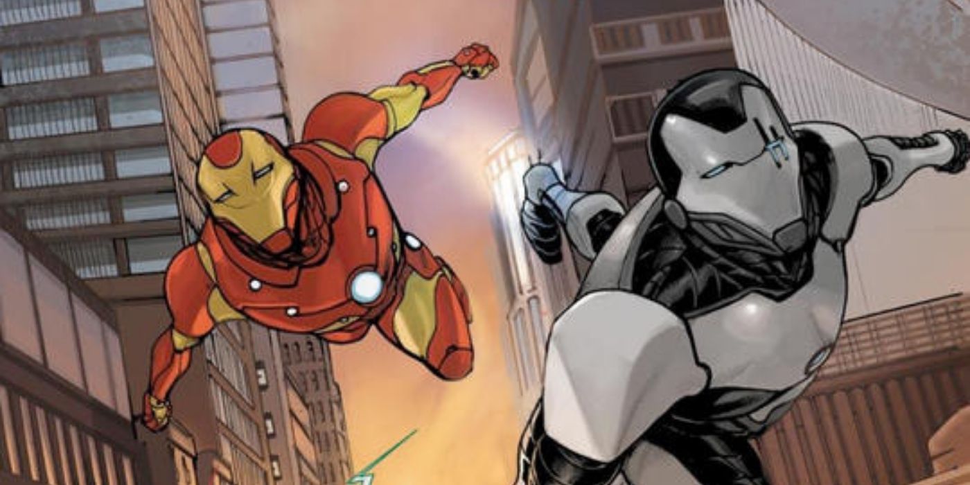 Iron Man and War Machine flying in the comics