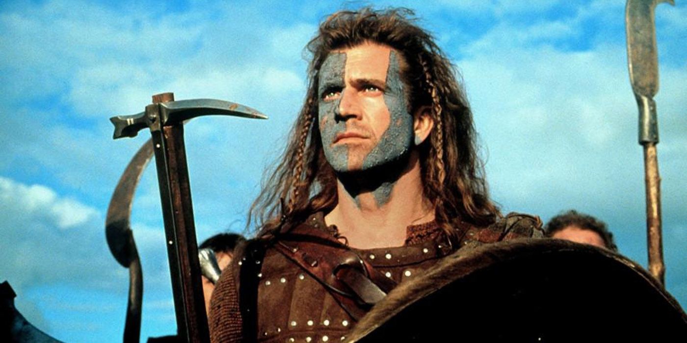 Mel Gibson en el cartel promocional de Braveheart.