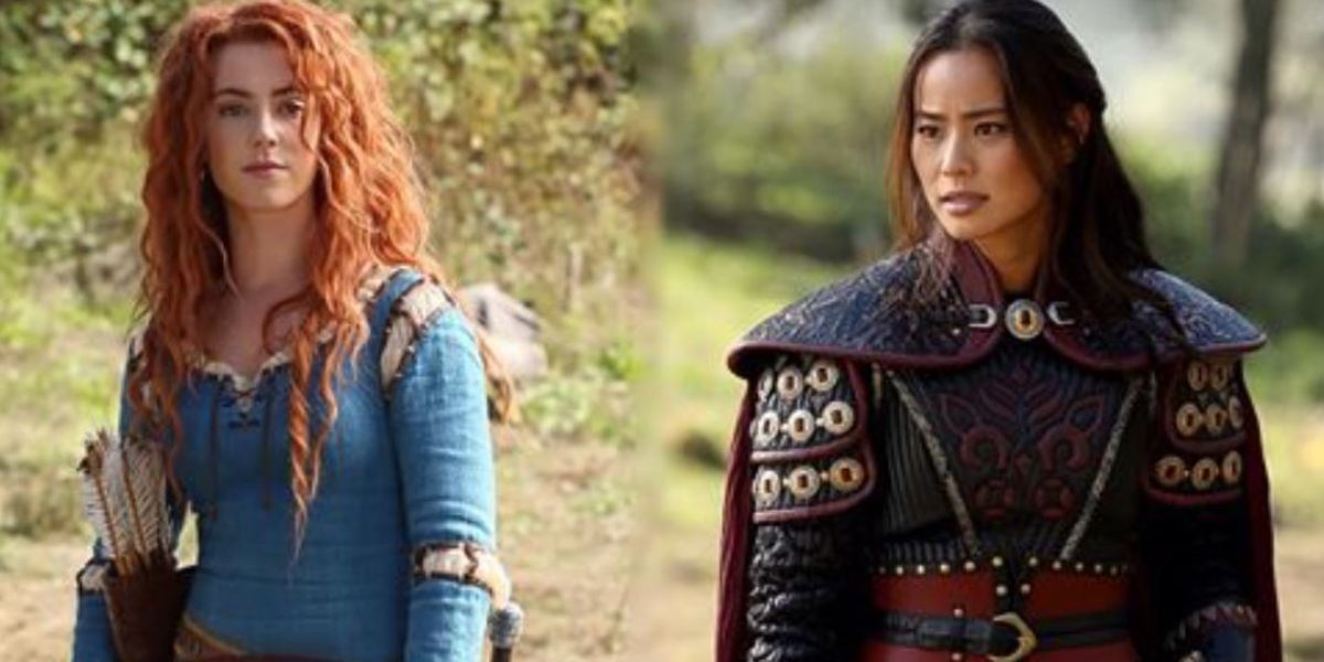 Mixed image of Merida armed with arrows and Mulan wearing her armor in Once Upon A Time