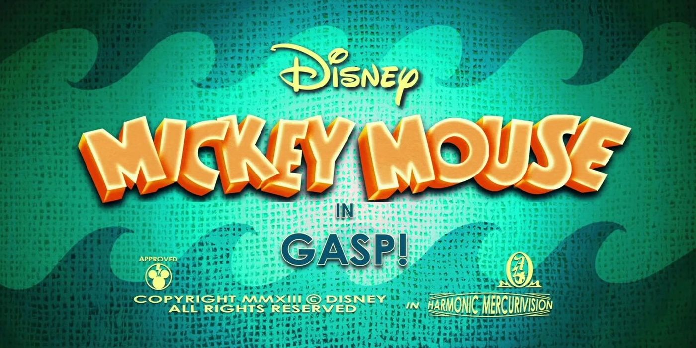 The title card for a Mickey Mouse cartoon showing waves