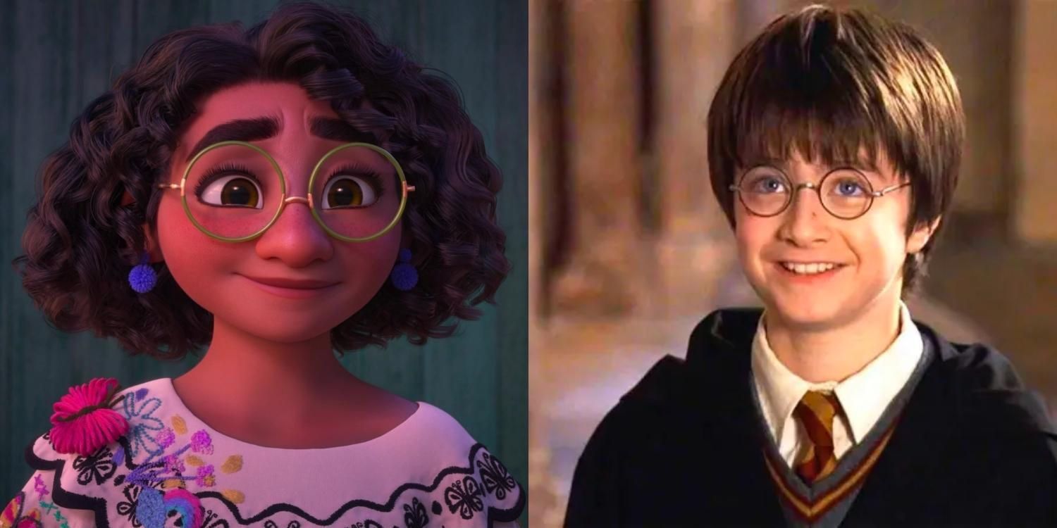 Mirabel smiling in Encanto and Harry smiling in Harry Potter