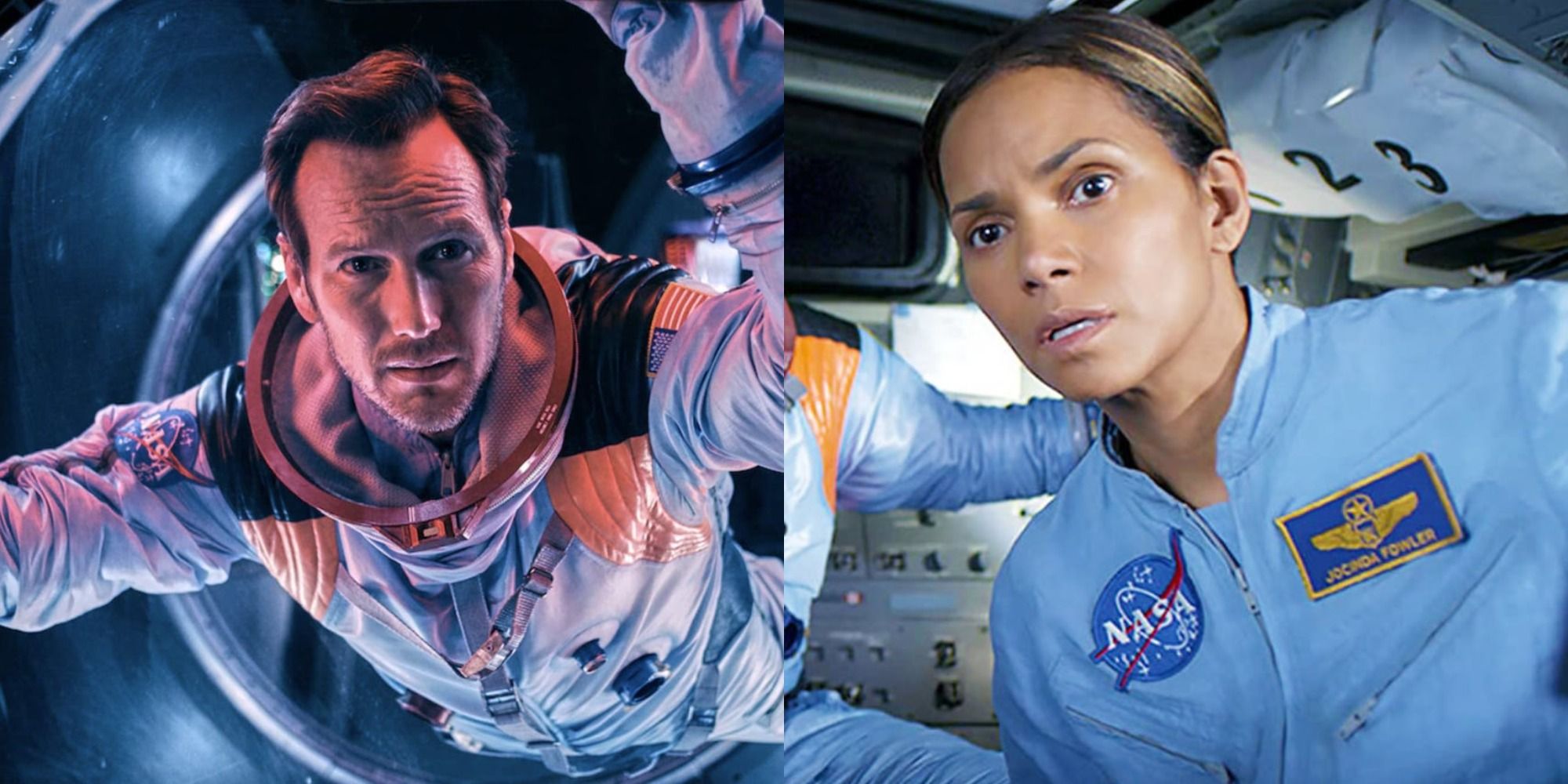 Split image of Patrick Wilson and Halle Berry in Moonfall