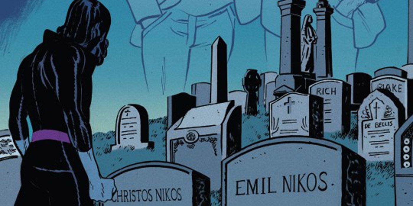 Morbius at Emil Nikos grave in Marvel comics.