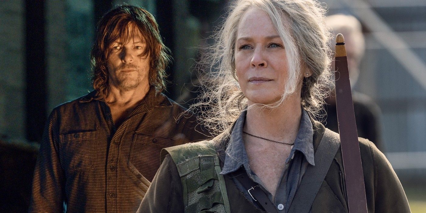 Norman Reedus as Daryl Dixon and Melissa McBride as Carol in Walking Dead
